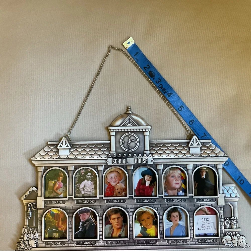 Silvertone Schoolhouse Picture Frame Keepsake Grades 1-12 NWT